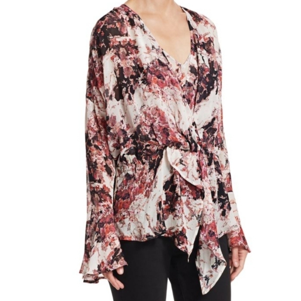IRO Paradon Floral Bell Sleeve Layered Boho Fairy Ballet Top 40 EU/8 US